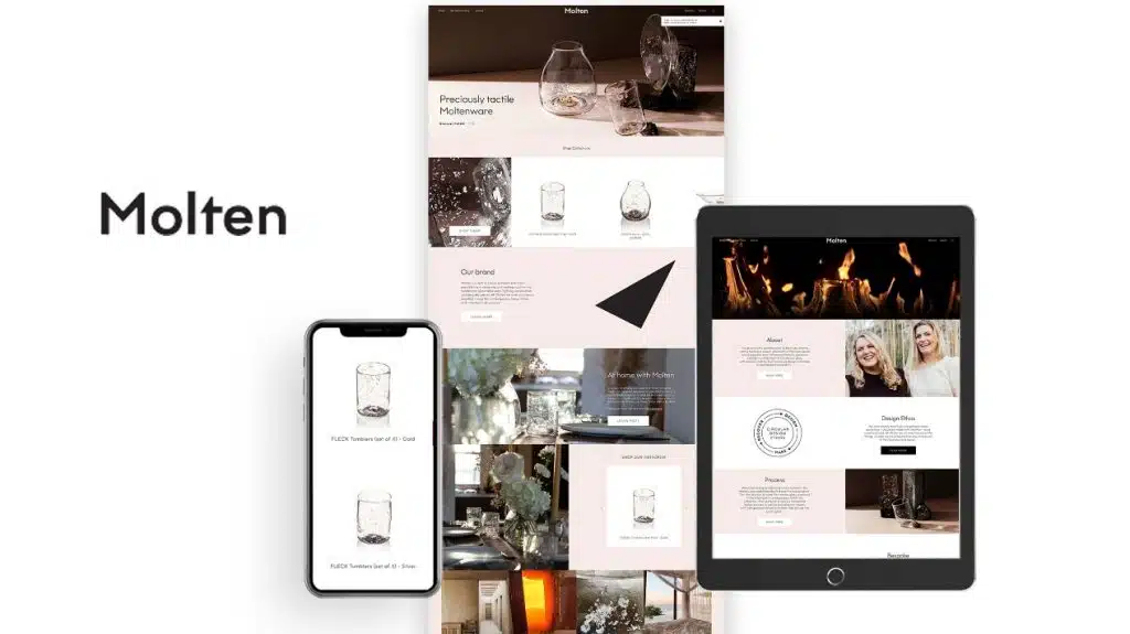 Conversion Marketing agency Drew+Rose built a customised Shopify eCommerce website (mobile and web) for brand Molten