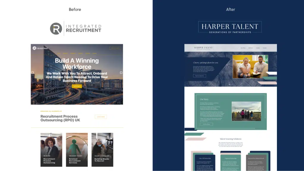 Conversion Marketing agency Drew+Rose created the website for client Harper Talent